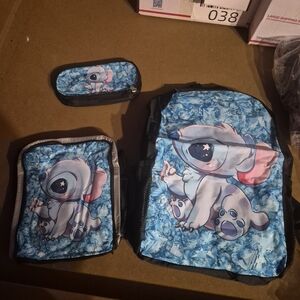 Blue Cartoon Dog Kids Backpack Set